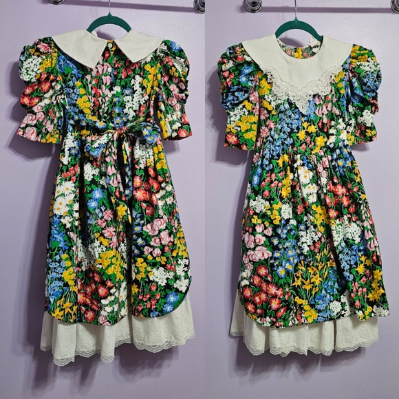 Dolls & Darlings 80's Vintage Floral Calico Dress Size 8 Party Doll Kids Girls